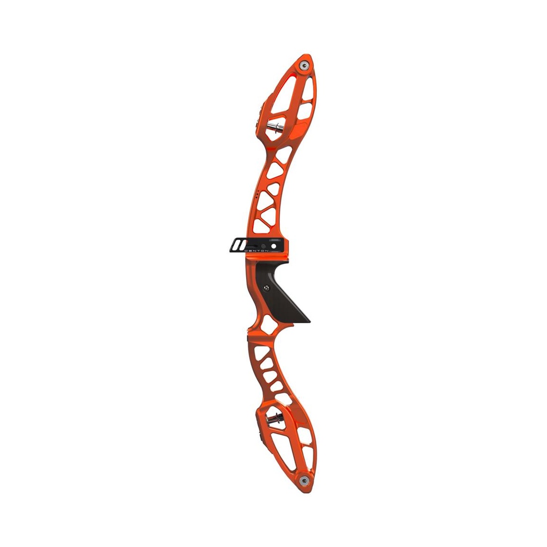 boogschietboog, recurveboog, aluminium, oranje, opengewerkt frame