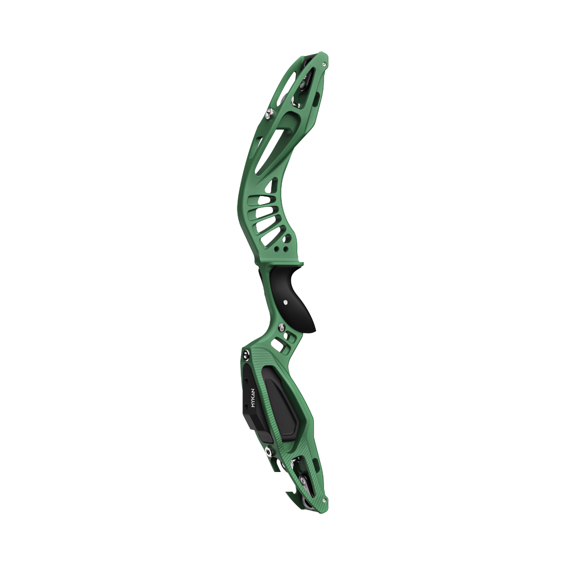 korte boog, compound ontwerp, groene kleur, carbon/nylon scaffold, touw/lint ophanging