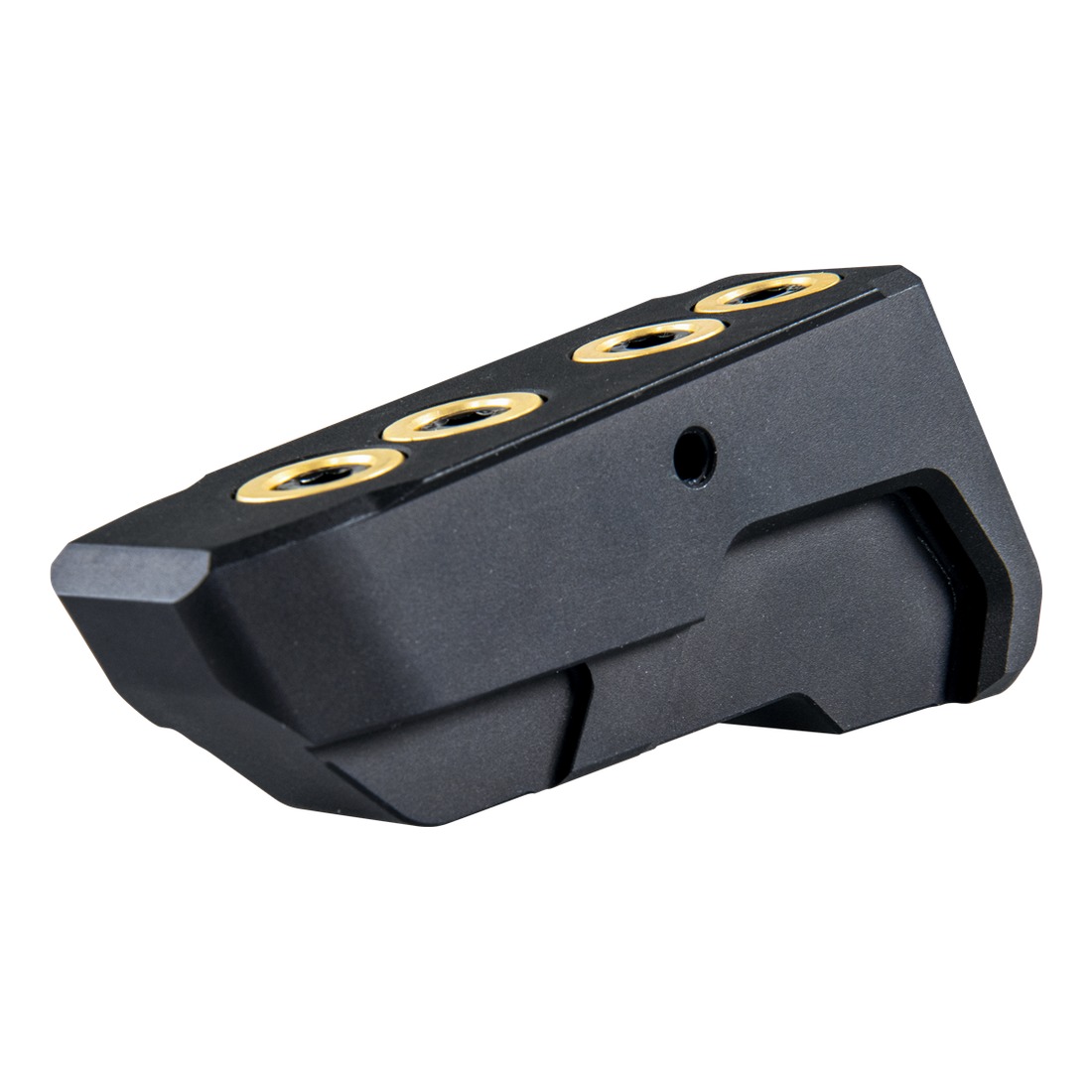 rail block, mounting block, black plastic, golden screws, multiport